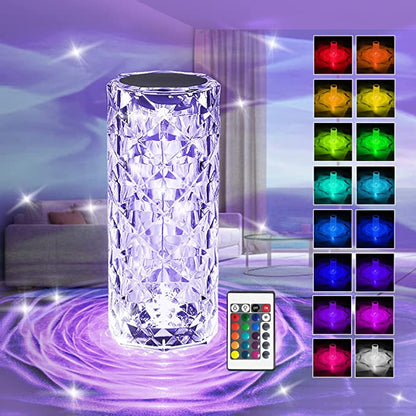 16 colors Crystal Diamond Table Lamp, USB Charging Touch Control Decorative (Rechargeable)